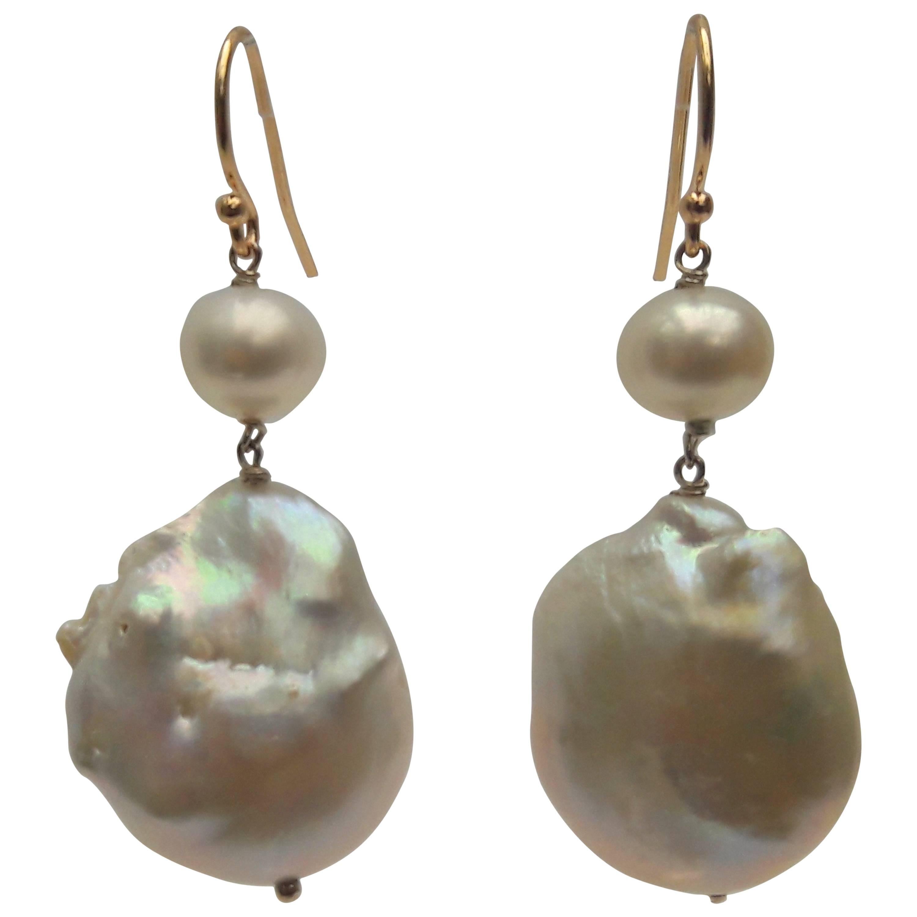 Marina J. Pearl, Gold Hook Earrings