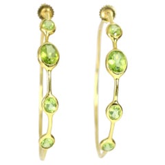 Ippolita Green Peridot Large Hoop Earrings 18K Yellow Gold