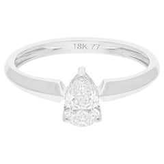 Anillo de diamantes pera solitario SI/H natural de 0,51 quilates Joyas de oro blanco de 14 quilates