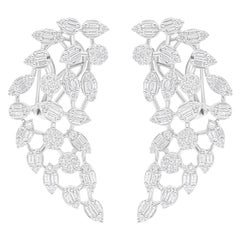 Orecchini di diamanti baguette naturali da 2,20 carati SI/H Gioielli in oro bianco 14 carati