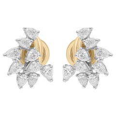 Natural 1.07 Carat SI/H Pear Diamond Earrings 14k Yellow White Gold Fine Jewelry