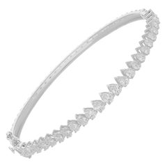 2.74 Carat SI/H Pear Shape Diamond Bangle Bracelet 14 Karat White Gold Jewelry