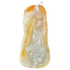 Naturelle Type A Myanmar Jade Bi-Colore Honey Jaune & Blanc Sculpté Tigre
