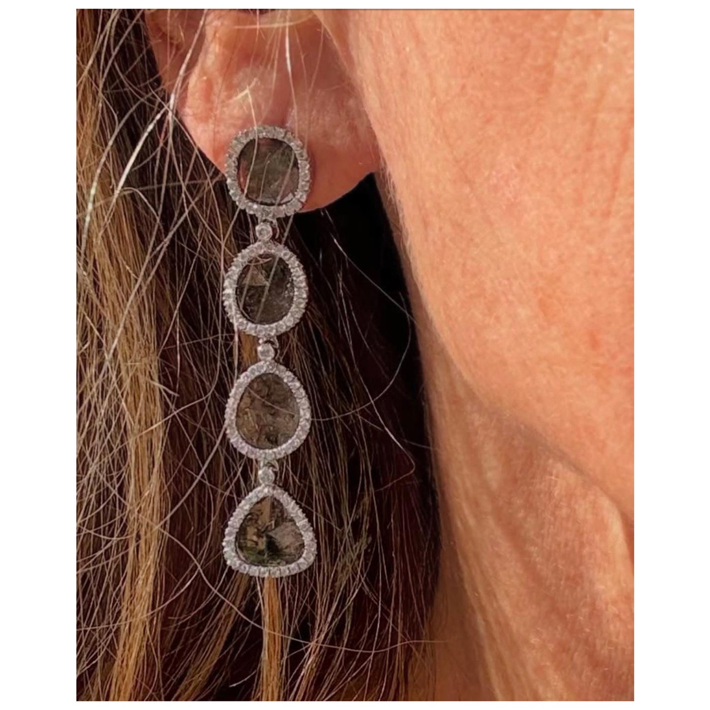 18kt  Pendientes de diamantes talla negra
