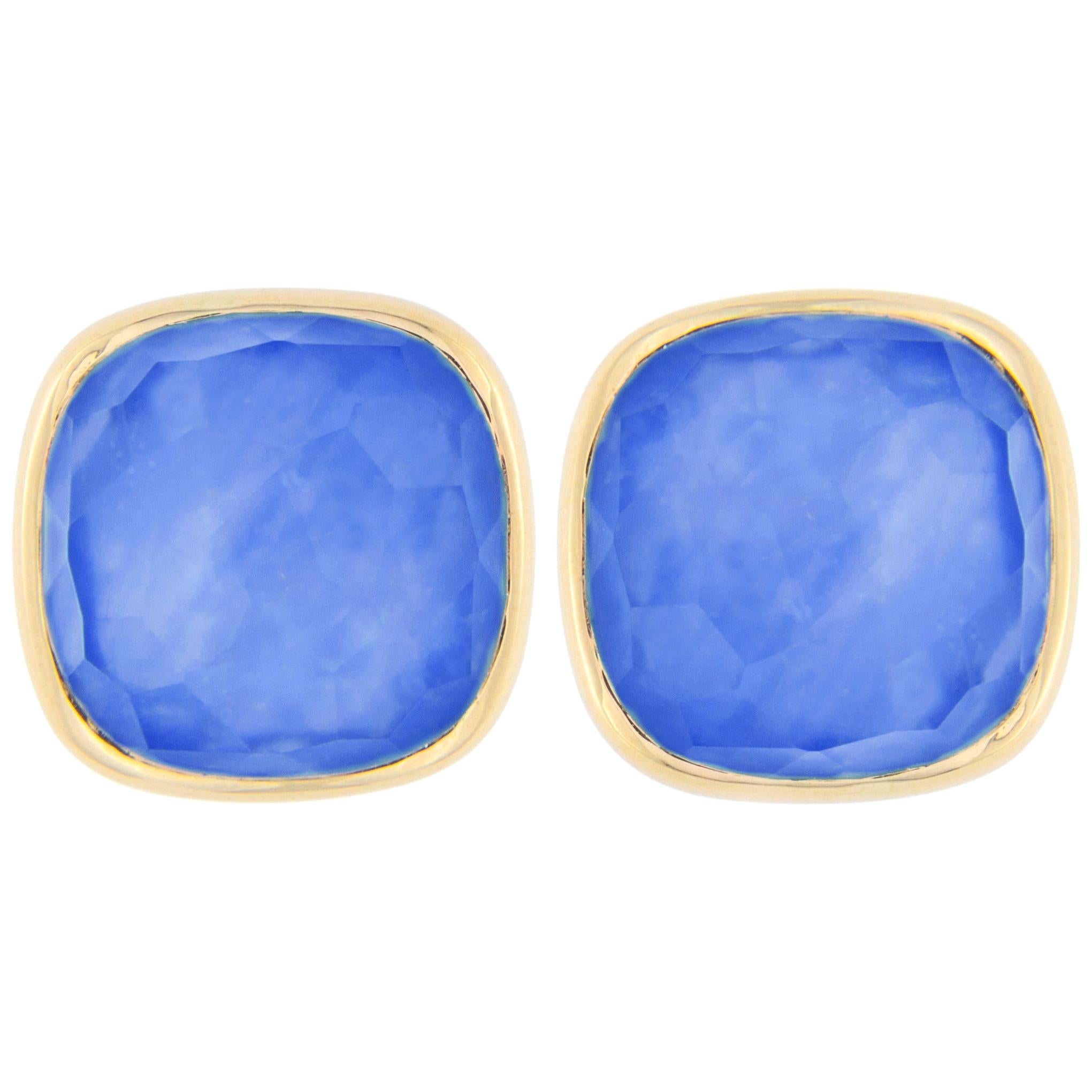 Alex Jona Ohrstecker aus 18 Karat Gelbgold mit Lapislazuli und Quarz