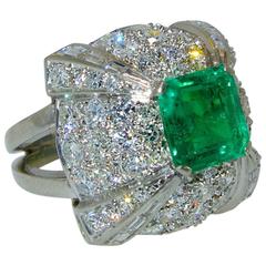 Art Deco emerald and diamond ring.