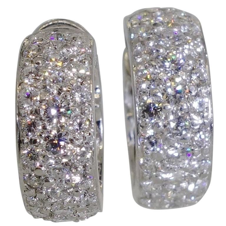 Diamond Hoop Earrings For Sale at 1stdibs