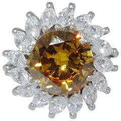 Cognac White Diamond Platinum Ring 7