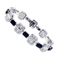 $76, 688 18KT Gold Fancy Baguette Diamond Blue Sapphire Bracelet Taj Hotel