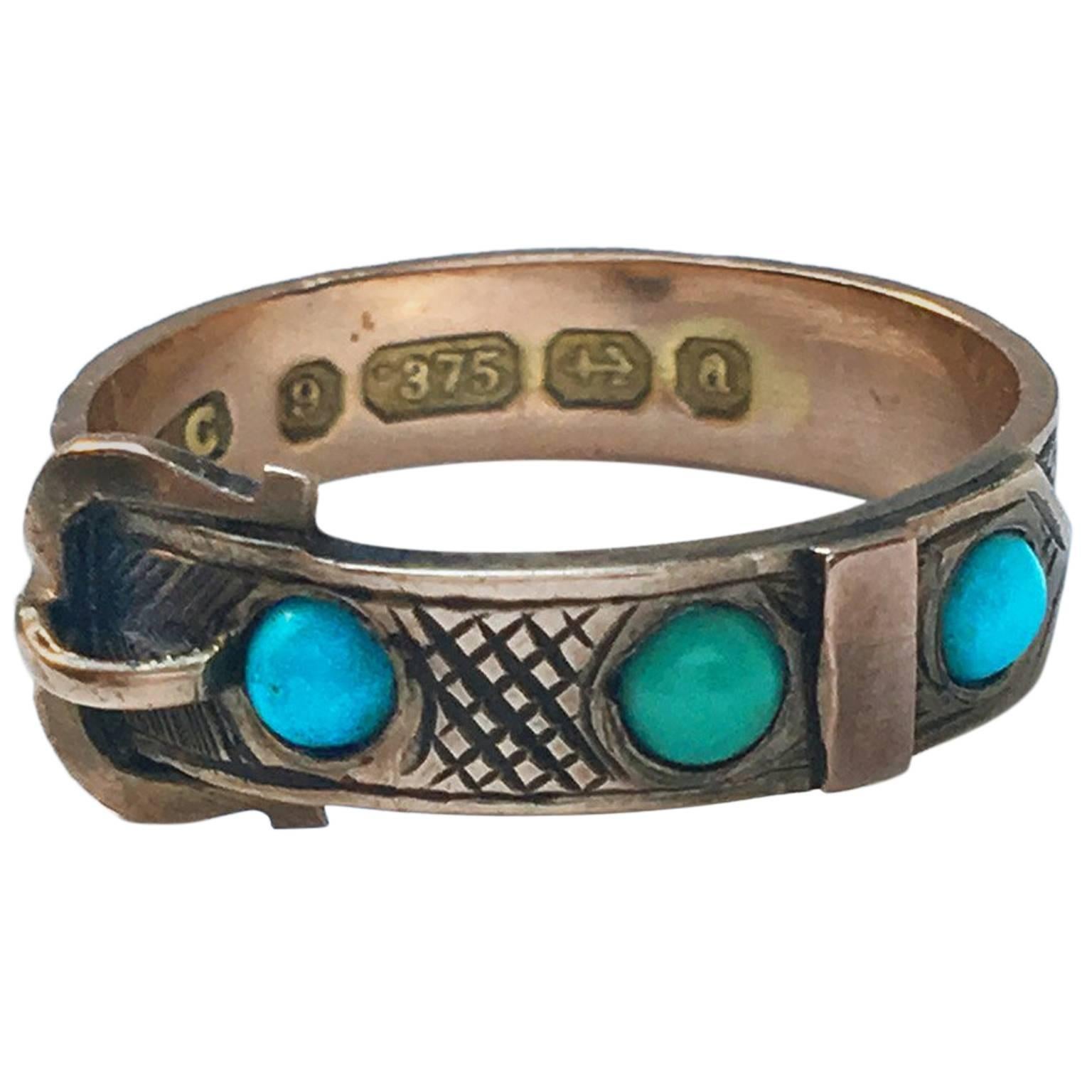 Victorian Turquoise Buckle Ring For Sale