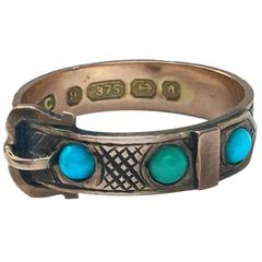 Antique Victorian Turquoise Buckle Ring