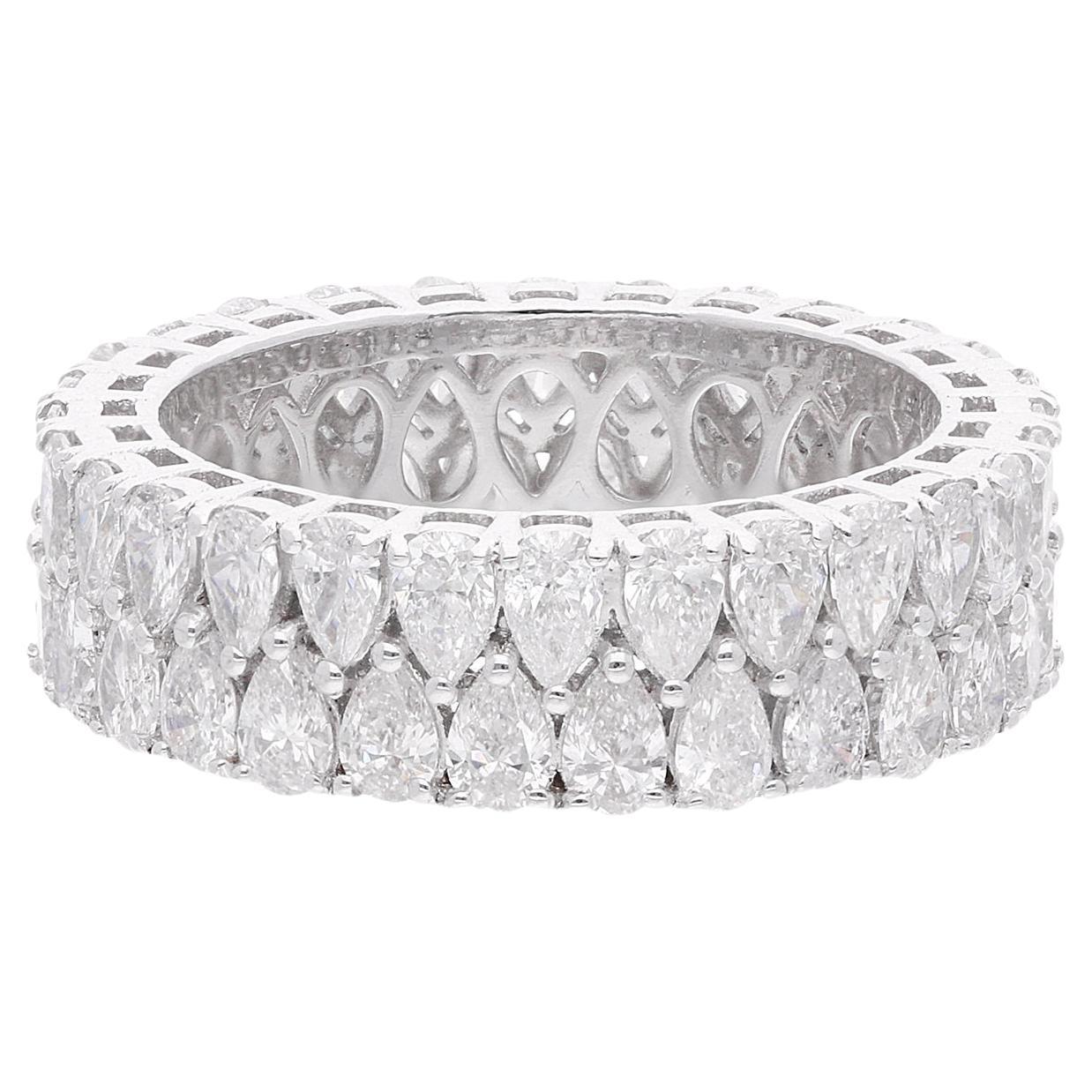 Anillo de diamantes pera de 3,65 quilates con claridad SI y color HI en oro blanco de 14 quilates