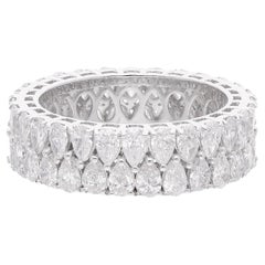 Bague jonc en or blanc 14 carats avec diamant poire de 3,65 carats de pureté SI de couleur hi-colore