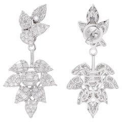 2.55 Quilates SI Claridad HI Color Diamante Chaqueta Pendientes 14 Kilates Oro Blanco