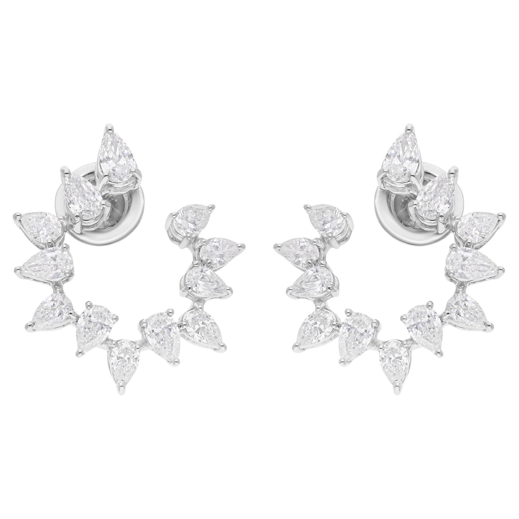 Pendientes de diamantes talla pera brillante SI/H de 2,46 quilates Joyas de oro blanco de 14 quilates