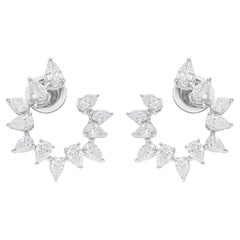 Pendientes de diamantes talla pera brillante SI/H de 2,46 quilates Joyas de oro blanco de 14 quilates