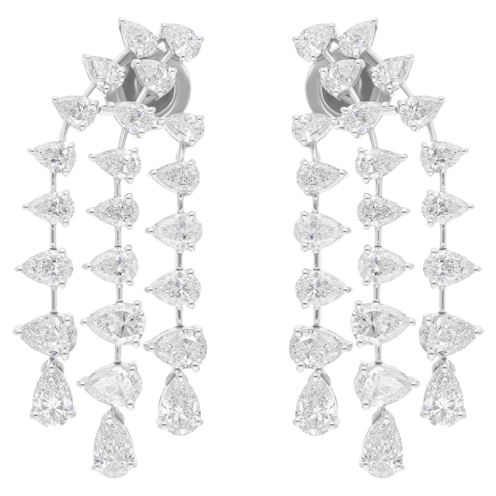 6.17 Carat SI/H Pear Diamond Chandelier Earrings 14 Karat White Gold Jewelry
