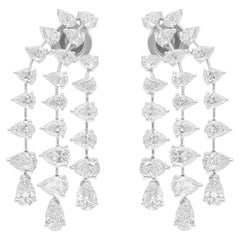 6.17 Carat SI/H Pear Diamond Chandelier Earrings 14 Karat White Gold Jewelry