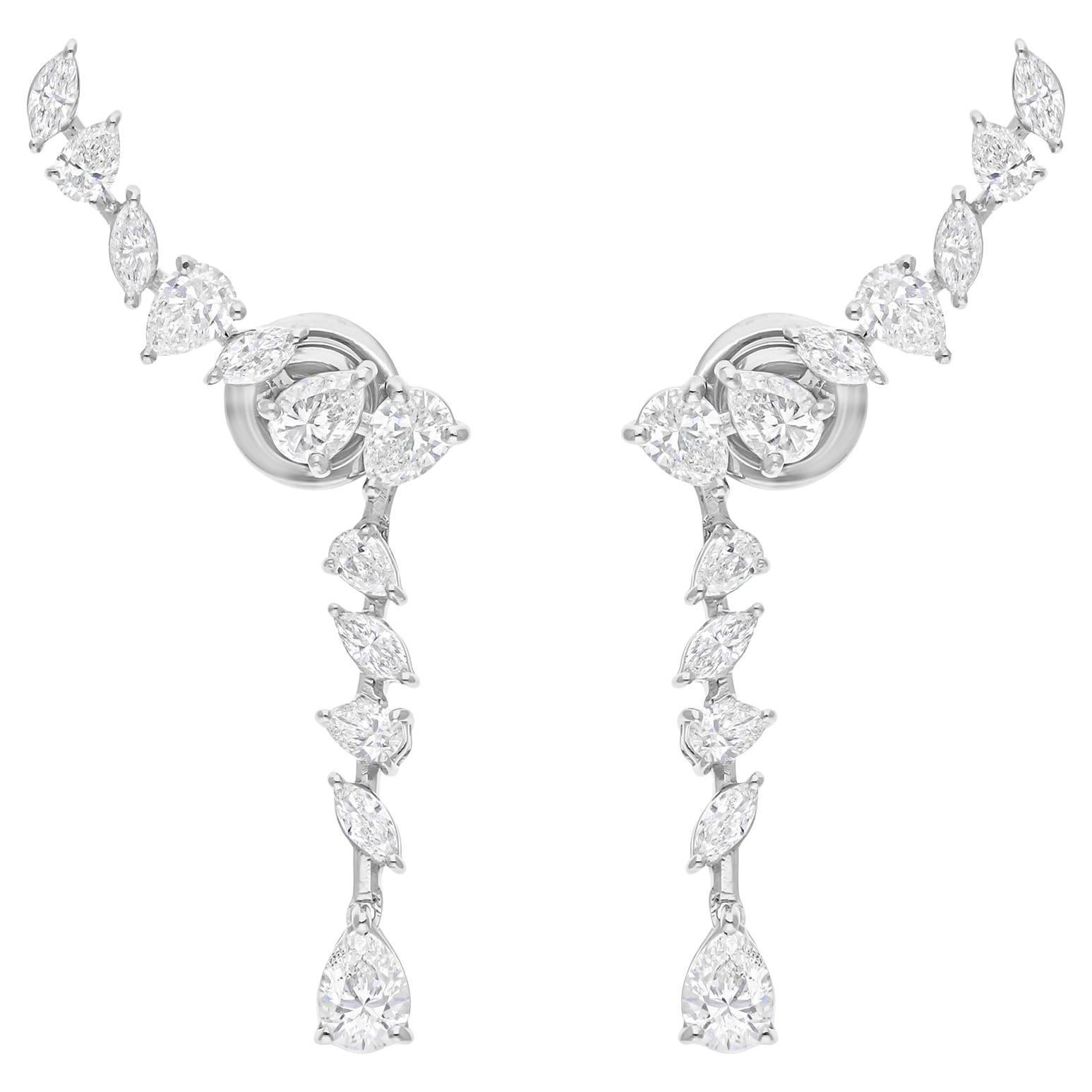 Pendientes de diamantes marquesa pera SI/H de 2,68 quilates Oro blanco de 14 quilates Joyería fina