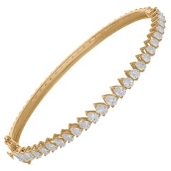 2.55 Ct Real SI/H Pear Diamond Bangle 14K Yellow Gold Bracelet Fine Jewelry Gift
