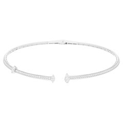 Natural 3.80 Carat SI/H Marquise Round Diamond Choker Necklace 14K White Gold