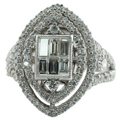 Natürlicher Diamantring 18K Weißgold 1,87 TDW Cocktail Verlobung