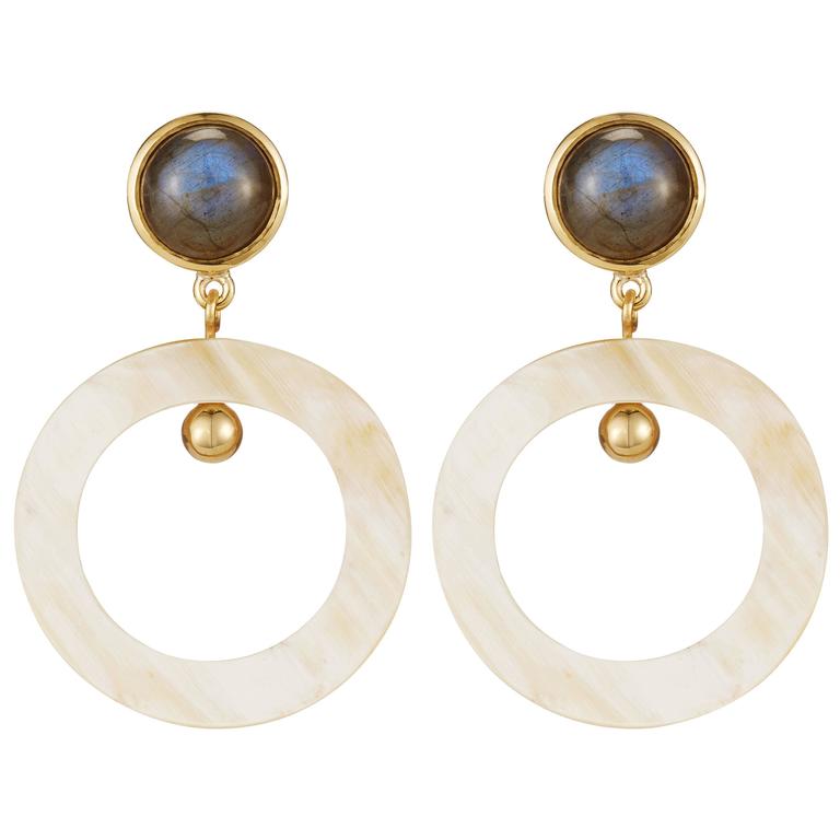 Fouche Labradorite Horn Hoop Earrings At 1stdibs Fouche Labradorite Horn Hoop Earrings For
