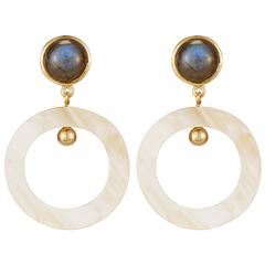 Fouche Labradorite Horn Hoop Earrings