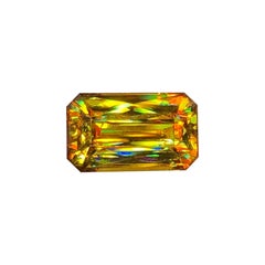 Beautiful Firepacked Sphene 2.20 ct Emerald Cut Orange Golden (Titanite) Gem