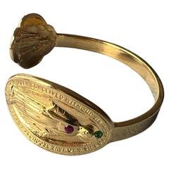 Rubí Esmeralda Doble Virgen María Brazalete brazalete chapado en oro J Dauphin