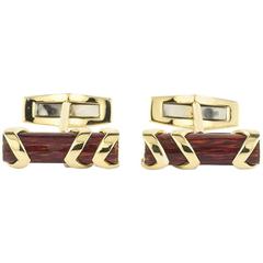 Garrard Enamel & Gold Log Cufflinks 3