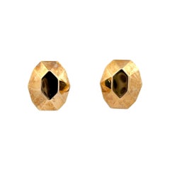 Geometrical Shape Decagon Stud Earrings 18 Karat Yellow Gold 18.4 Grams