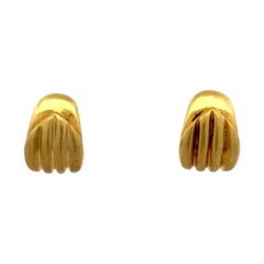 Orecchini a cerchio in oro giallo 18 carati con scanalatura strutturata 13,7 grammi 0,75 pollici