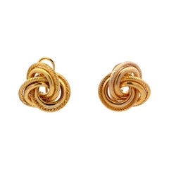 Pendientes anudados grandes de alto brillo y trenzados Oro amarillo de 14 quilates 16,2 gramos