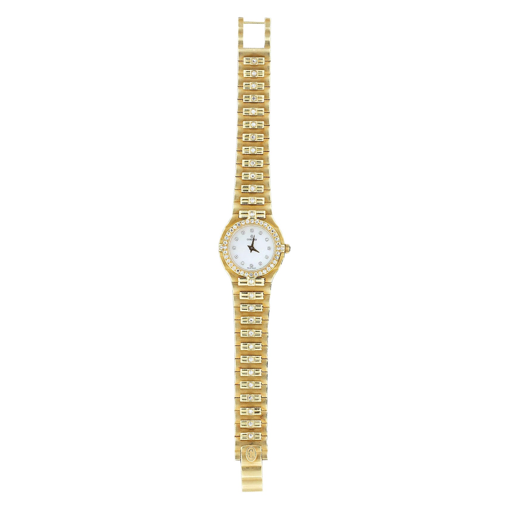 Vintage Ladies Corcord 18k Yellow Gold & Diamond Set Watch Circa 1980s