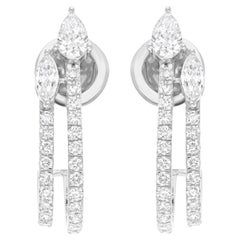 Natural 1.02 Carat SI/H Pear Round Diamond Earrings 14 Karat White Gold Jewelry