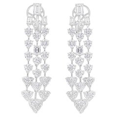 10.89 Carat SI/H Multi Shape Diamond Chandelier Earrings 14 Karat White Gold