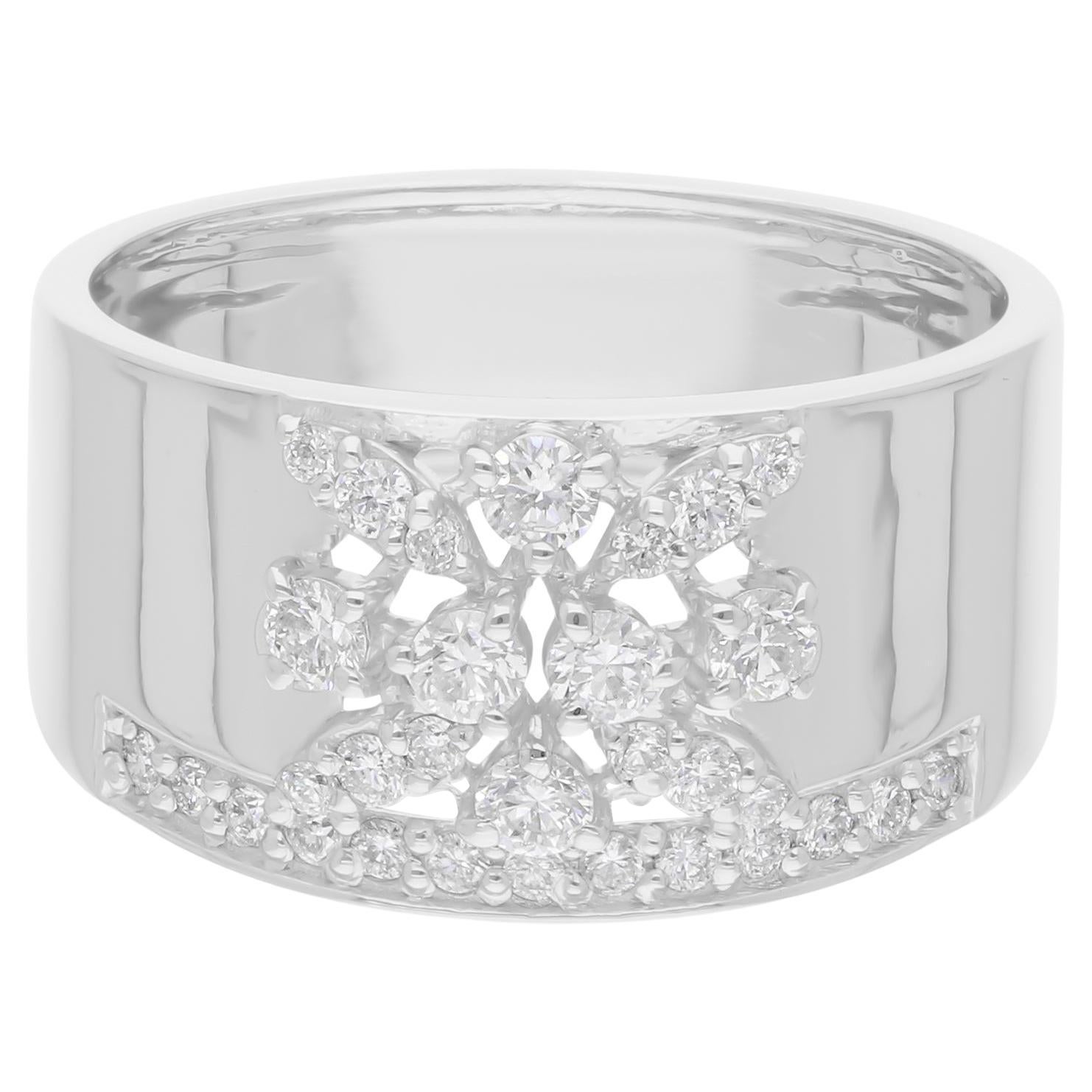 Natural 0.44 Carat SI/H Round Brilliant Cut Diamond Ring 14 Karat White Gold