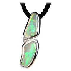 Opale Diamante Ciondolo d'oro Cristallo australiano naturale Collana opale regalo moglie arte