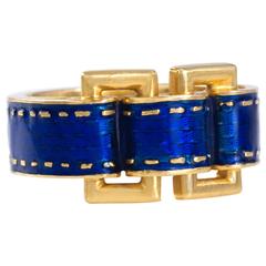Kutchinsky, London, Gold and Blue Enamel Band Ring