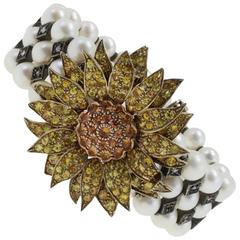 Luise Diamonds Yellow Sapphire Pearls Beaded Bracelet 10