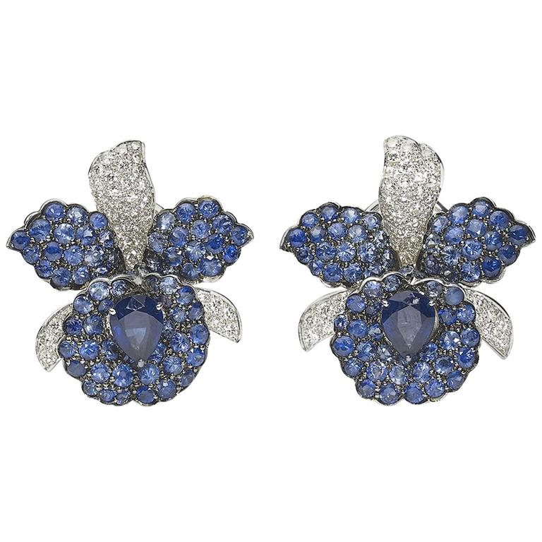 Diamond Orchid Earrings at 1stdibs