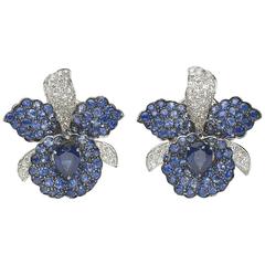 Sapphire & Diamond Orchid Earrings 12