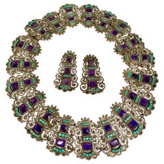 Madeleine Albright's MATL Matilde Poulat Amethyst Turquoise Necklace Earrings