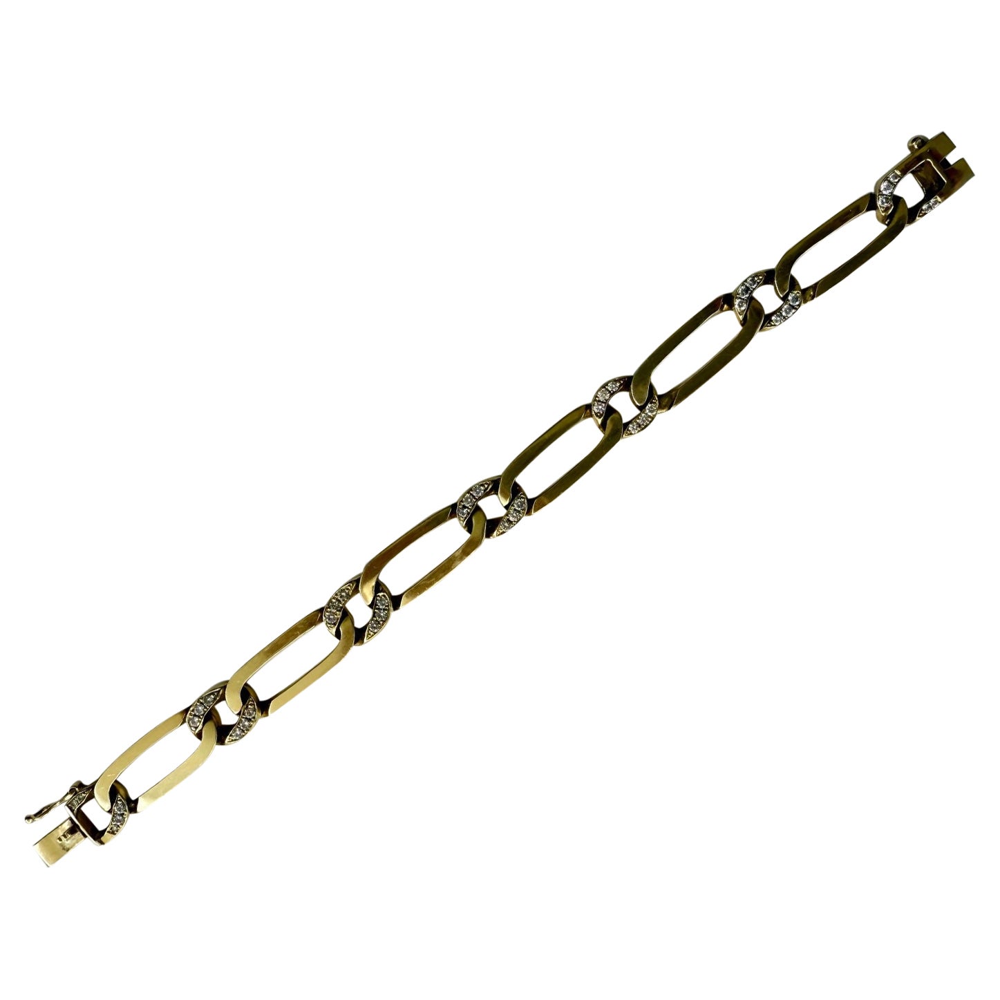 Estate Curb Link Bracelet 18k with Diamonds
