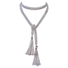 Marina J. Solid 14k Yellow Gold Pearl Sautoir with Graduated Tassels