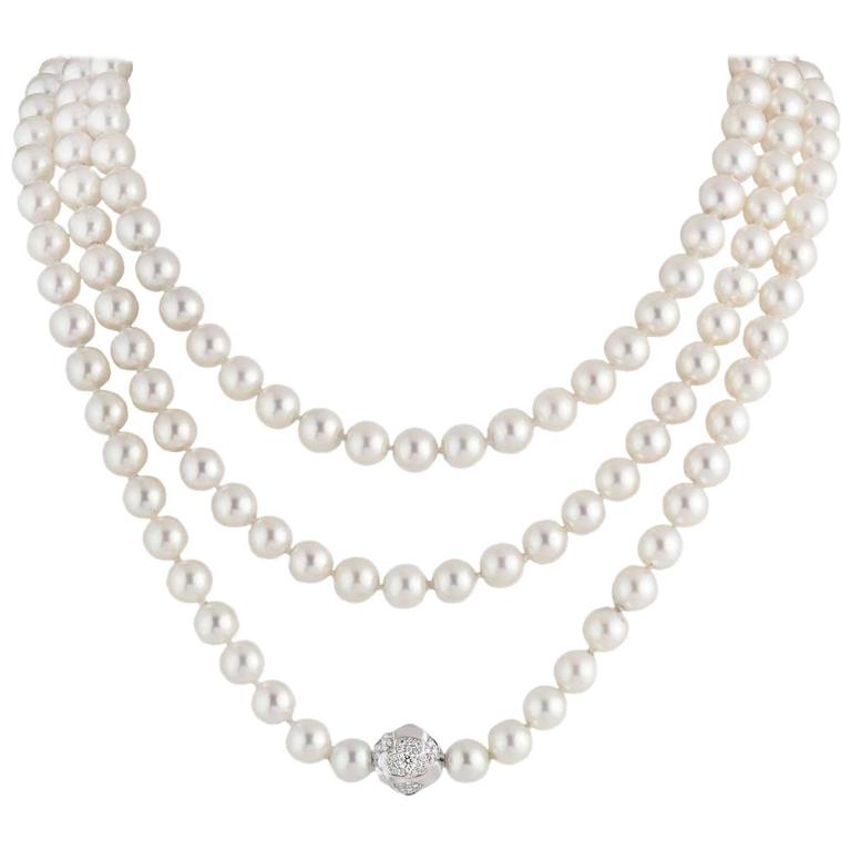Stunning Chanel Pearl Diamond Necklace For Sale at 1stDibs | chanel pearl  and diamond necklace, chanel pearls