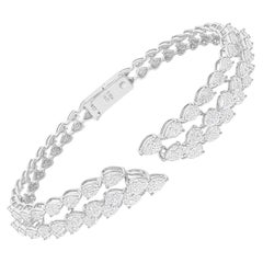 6.80 Carat SI/H Pear Brilliant Cut Diamond Cuff Bangle Bracelet 14k White Gold
