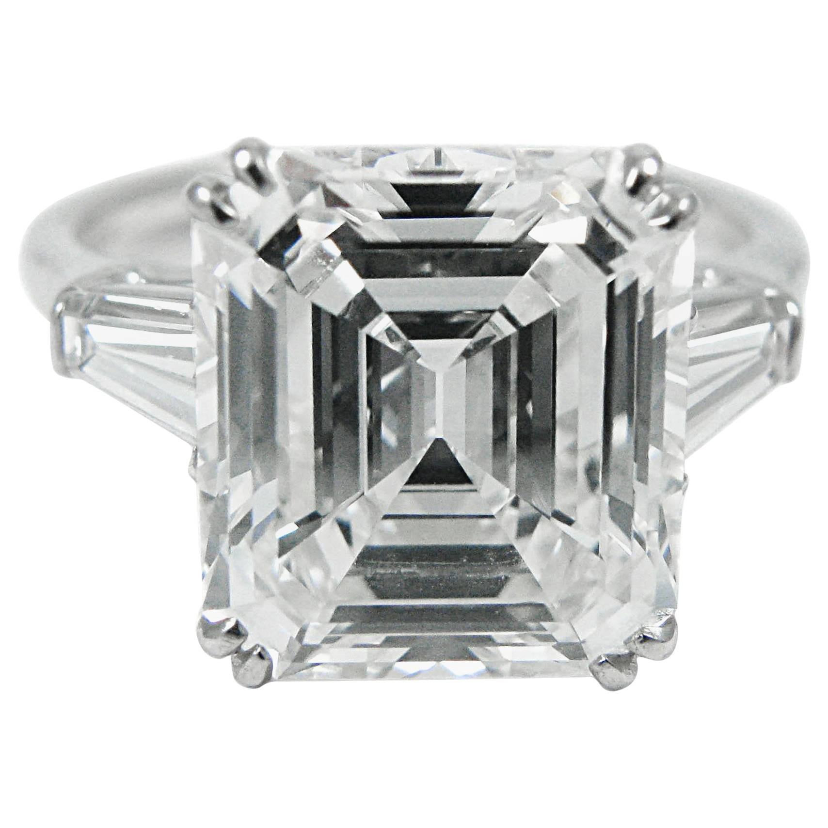 Harry Winston 4.01 Carat Emerald Cut Diamond Platinum Ring GIA