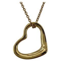 Vintage Tiffany & Co. Elsa Peretti, collier pendentif cœur ouvert en or 18 carats